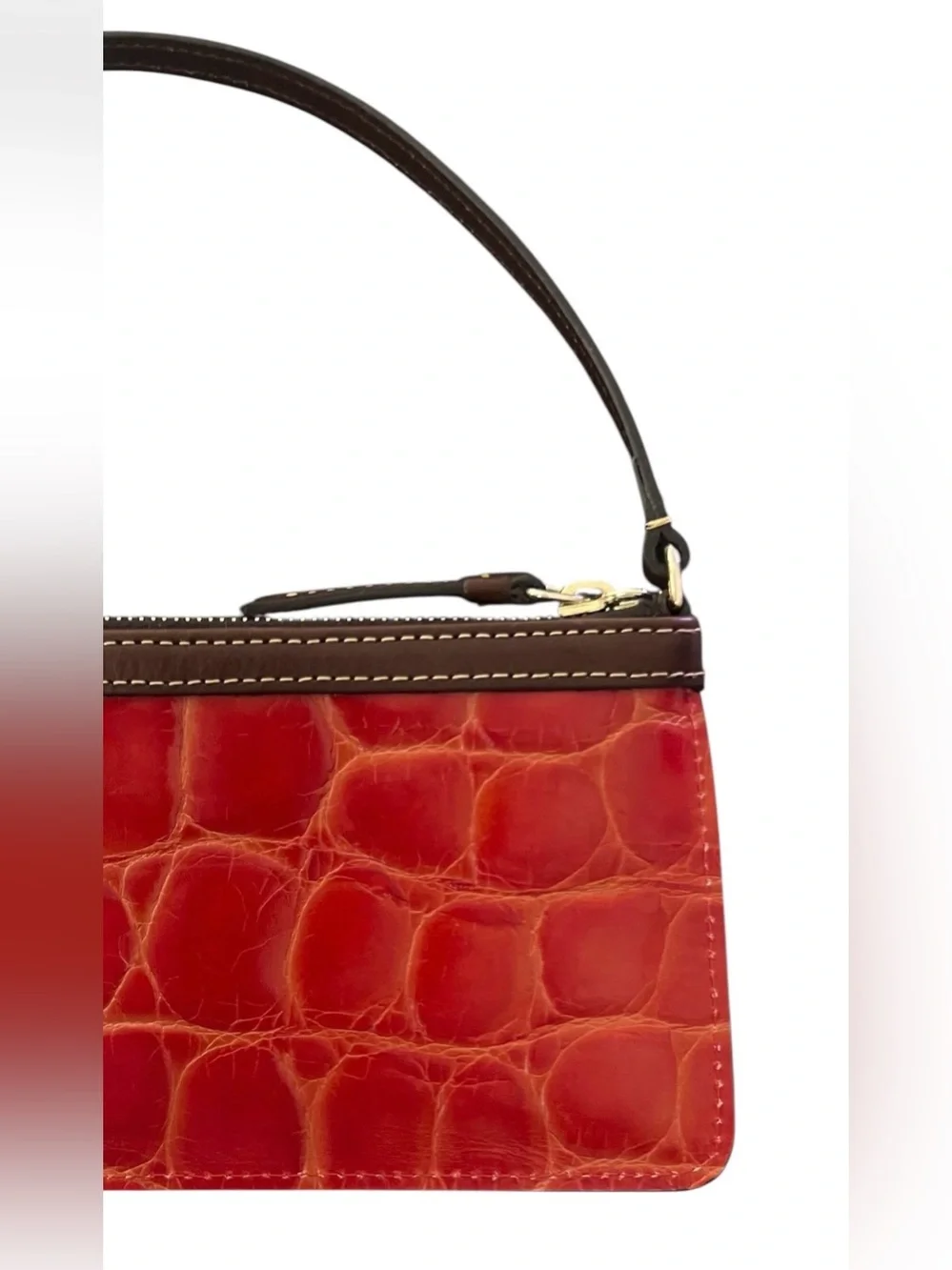 Dooney & Bourke Croc-embossed Leather Zip Wristlet, In Red